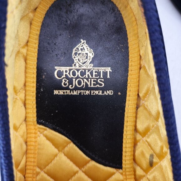 Crockett & Jones Custom English Velvet Slippers Mens 11 Handmade CDH Monogram - Picture 9 of 13